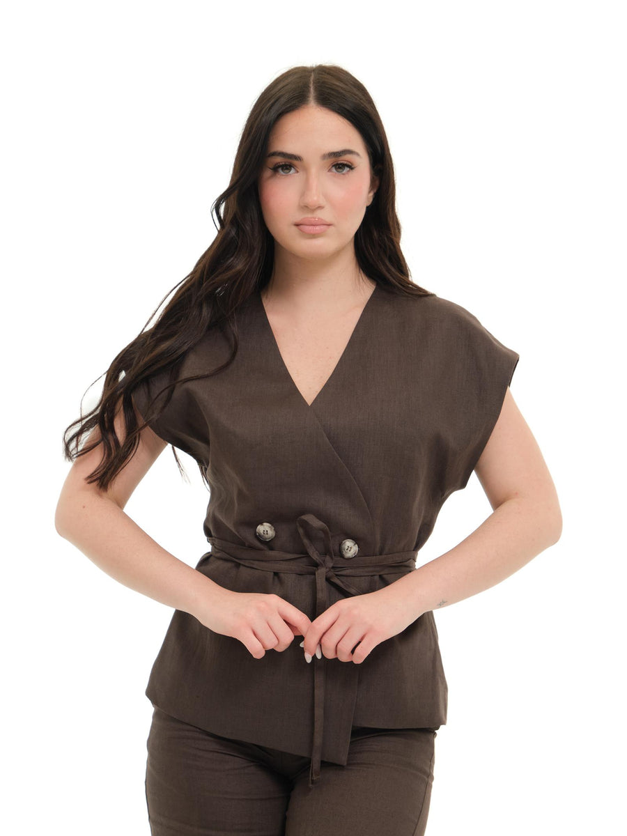 Gilet kimono Vicolo marrone TD1753 DU69 Vicolo 