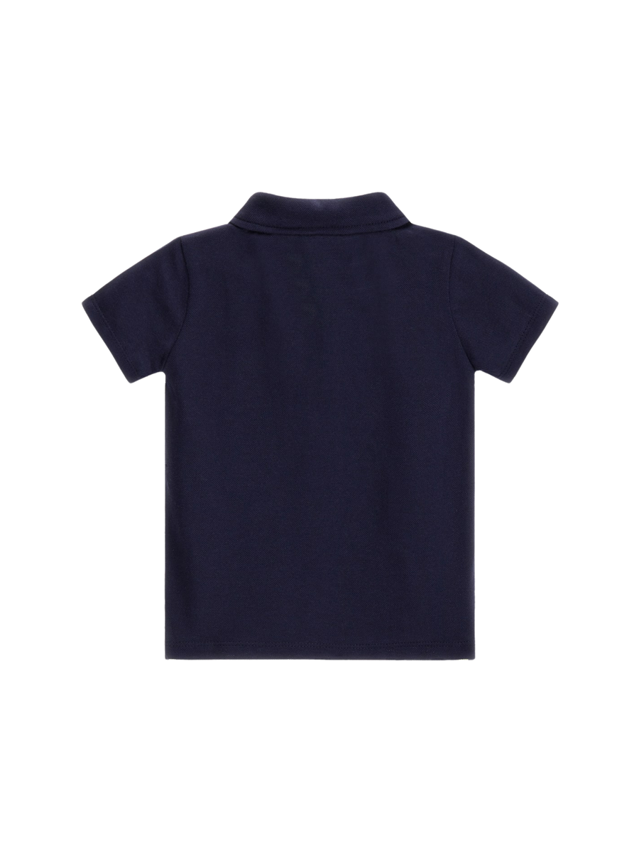 Polo Guess blu con triangolo iconico sul petto N2GP03KAPY0 G7V2 Guess 