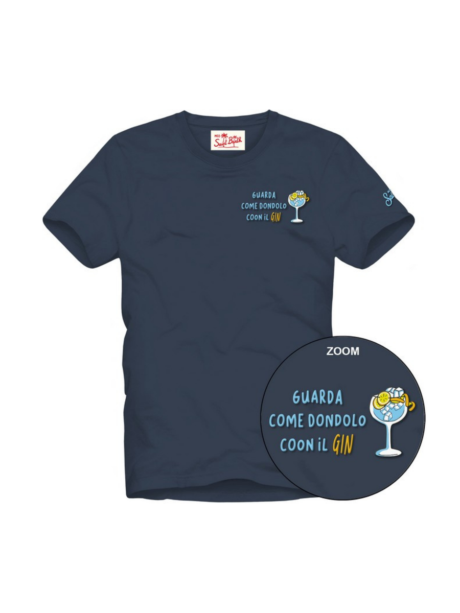 T-Shirt Saint Barth blu "guarda come dondolo coon il gin" POT0001 05574H MC2 SAINT BARTH 