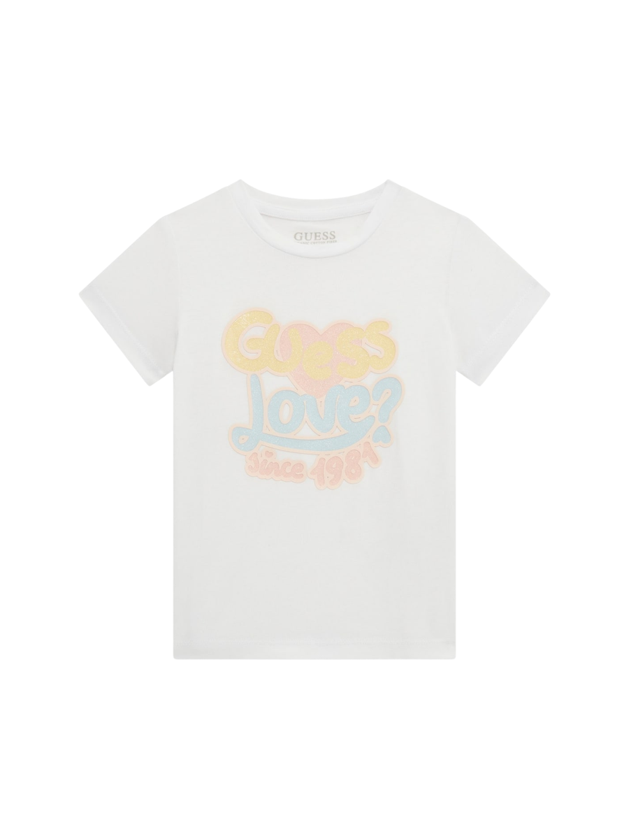 T-Shirt Guess bianca con scritta love K5RI06K6YW4 G011 Guess 