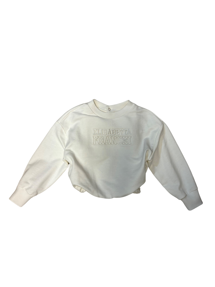 Felpa bianca con elastico e scritta ricamata bianca EGFE046 0000 Elisabetta Franchi 
