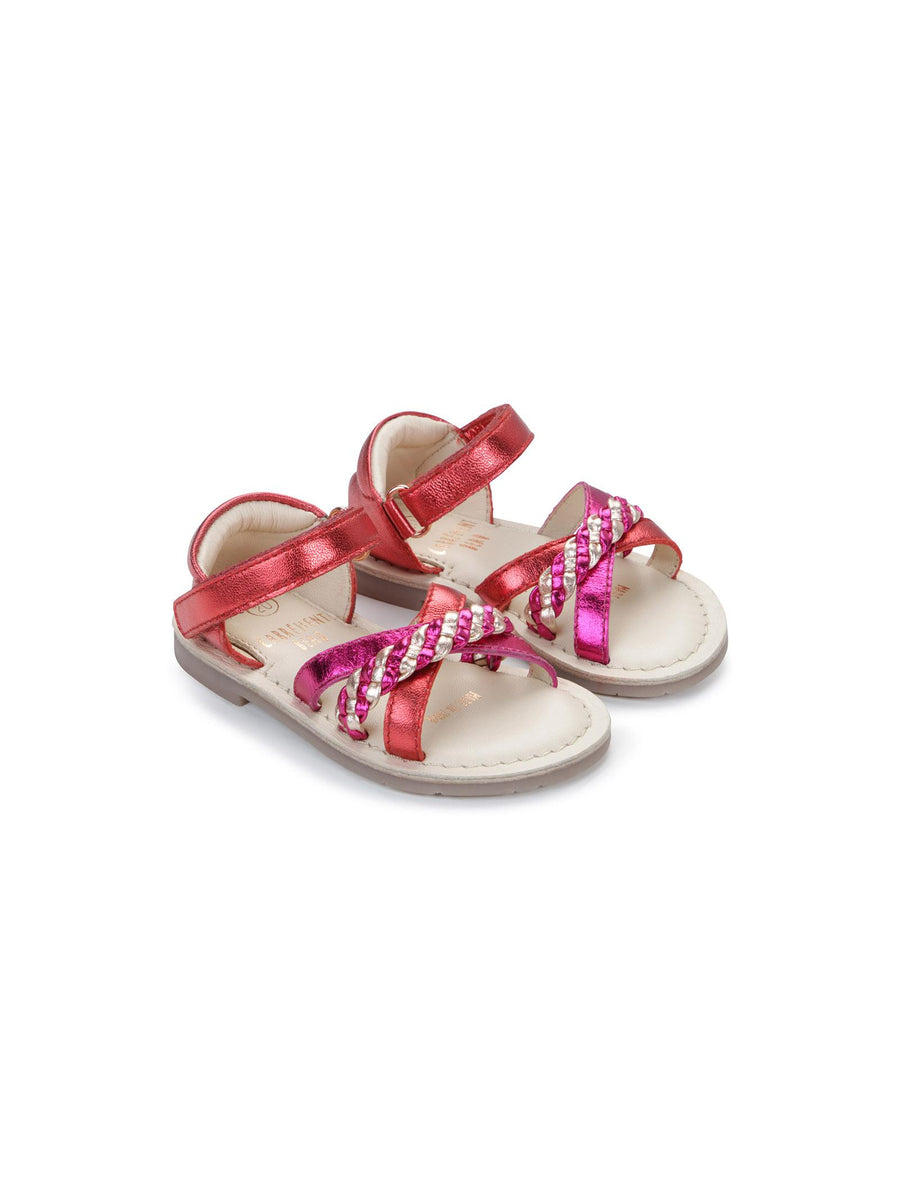 Sandali fucsia e pesca con intreccio Y09051 PESCA Carrement Beau 