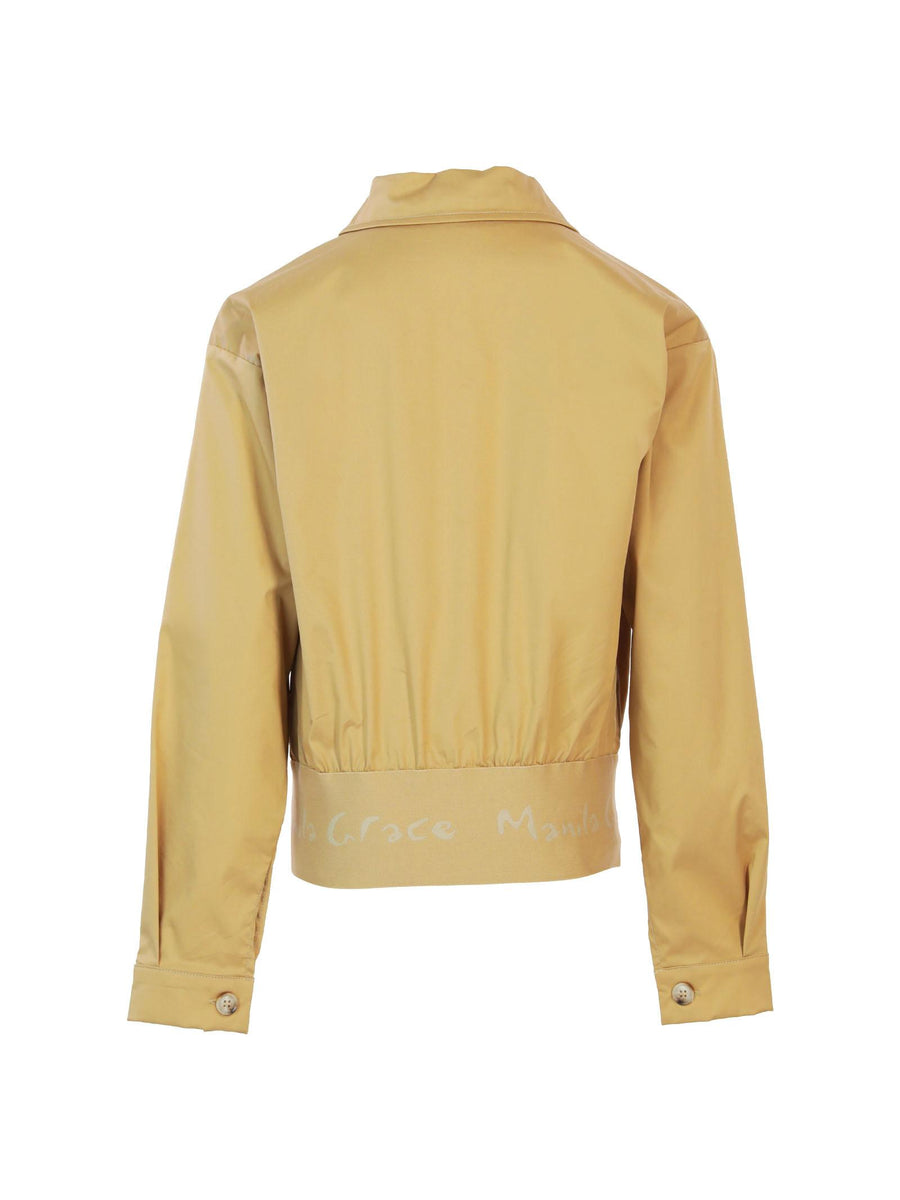 Giacca cammello in cotone con fascia in vita logata MG2682 BEIGE Manila Grace 