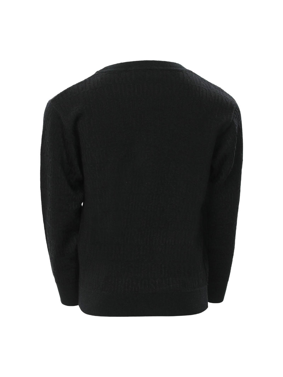 Maglioncino nero con logo lettering nero all over HTW00JLHE58 86195 Moschino 