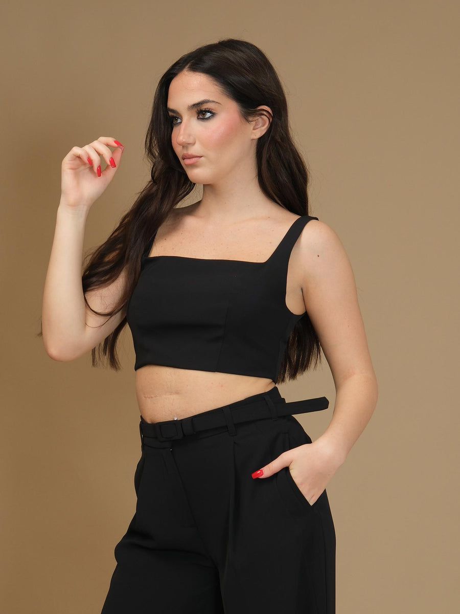 Crop top Imperial nero con scollo quadrato e spalline RFW8IJX NERO Imperial 
