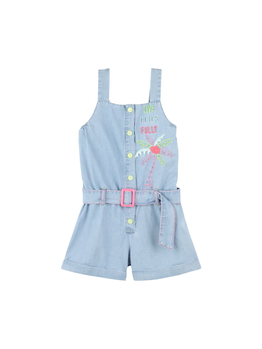 Tuta Billie Blush azzurra in denim con ricami colorati U20847 Z04 Billie Blush 