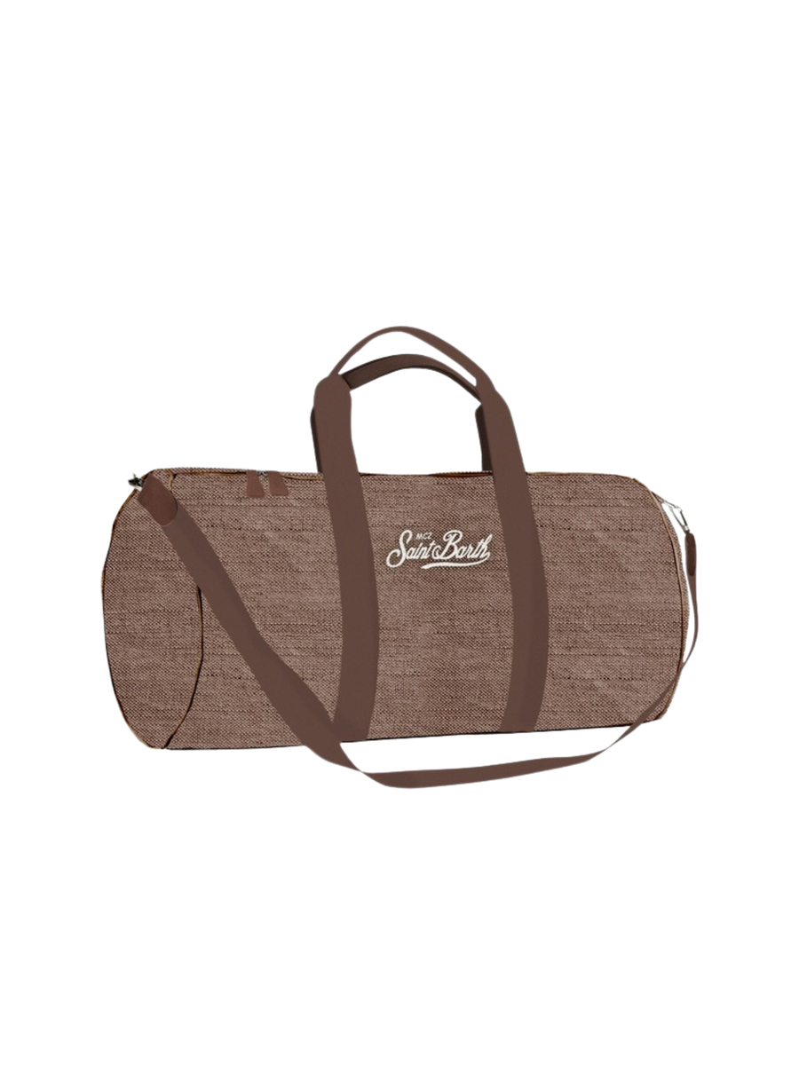 Borsa sportiva MC2 Saint Barth "Jetleg round linen" marrone effetto denim JTEL008 00332H MC2 SAINT BARTH 