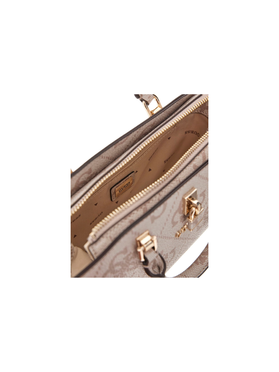 Borsa a mano Guess beige con maxi stampa 4G e charm dorato HWOS9655760 DVL Guess 