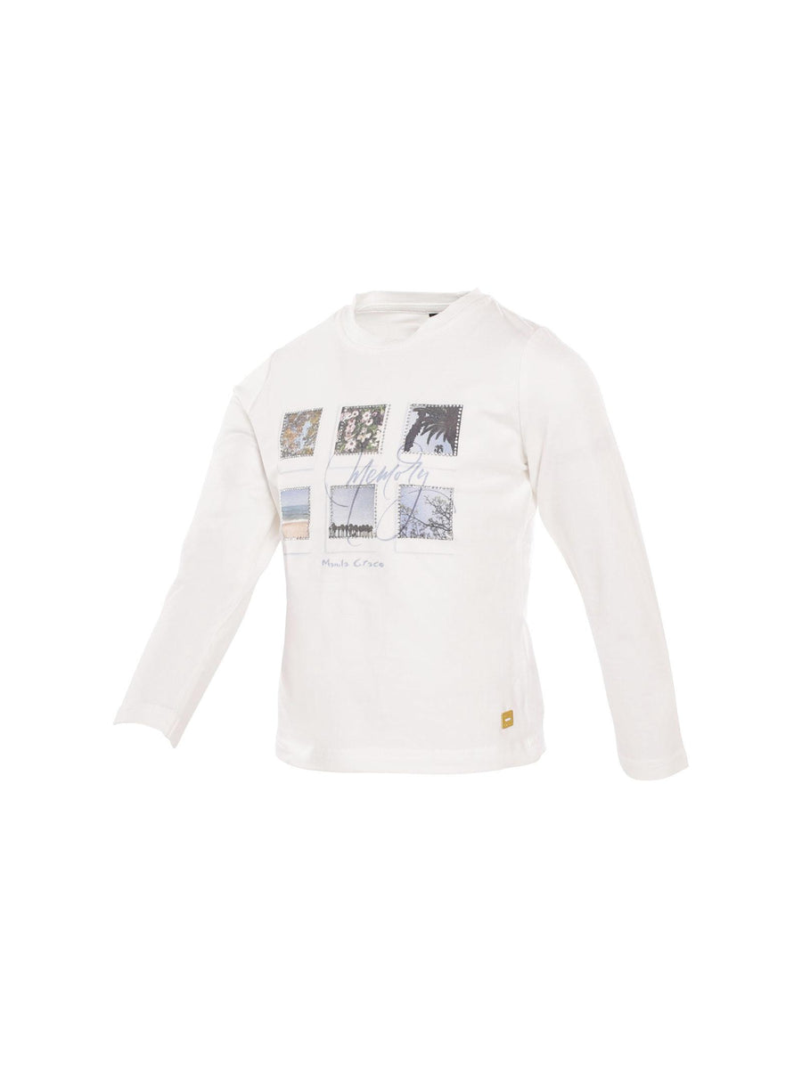 T-Shirt Manila Grace bianca con stampe colorate e logo lettering MFBF24T242 LATTE Manila Grace 