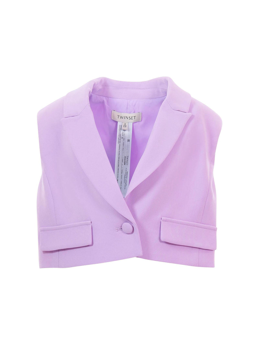 Gilet cropped Twinset lilla con revers 251GJ2QN6 11862 Twinset 