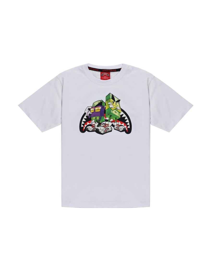 T-Shirt Sprayground bianca con stampa cartoon "money crew" SPY1268 WHT Sprayground 