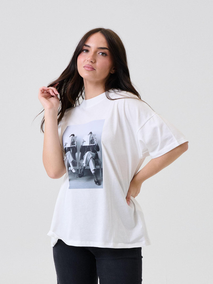 T-Shirt Vicolo bianca con stampa vintage frontale RF0248 BIA Vicolo 