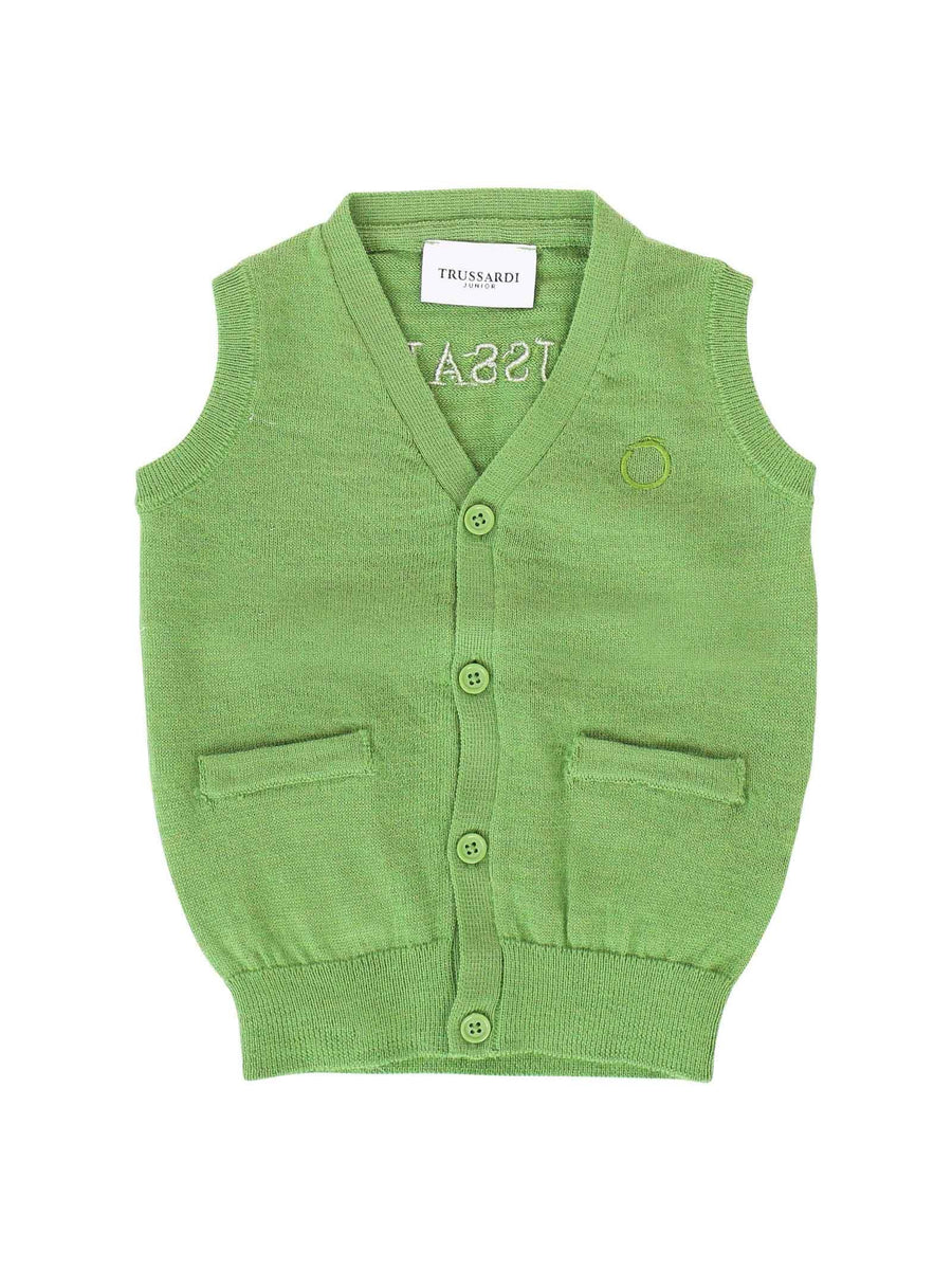Gilet in misto lana verde TIA23038GL GREEN Trussardi 