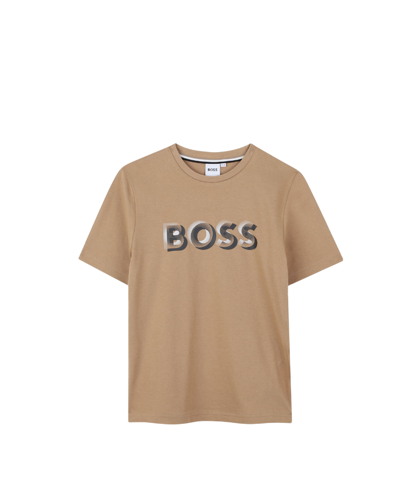 T-Shirt Boss beige con stampa logo frontale J52360 269 Boss 