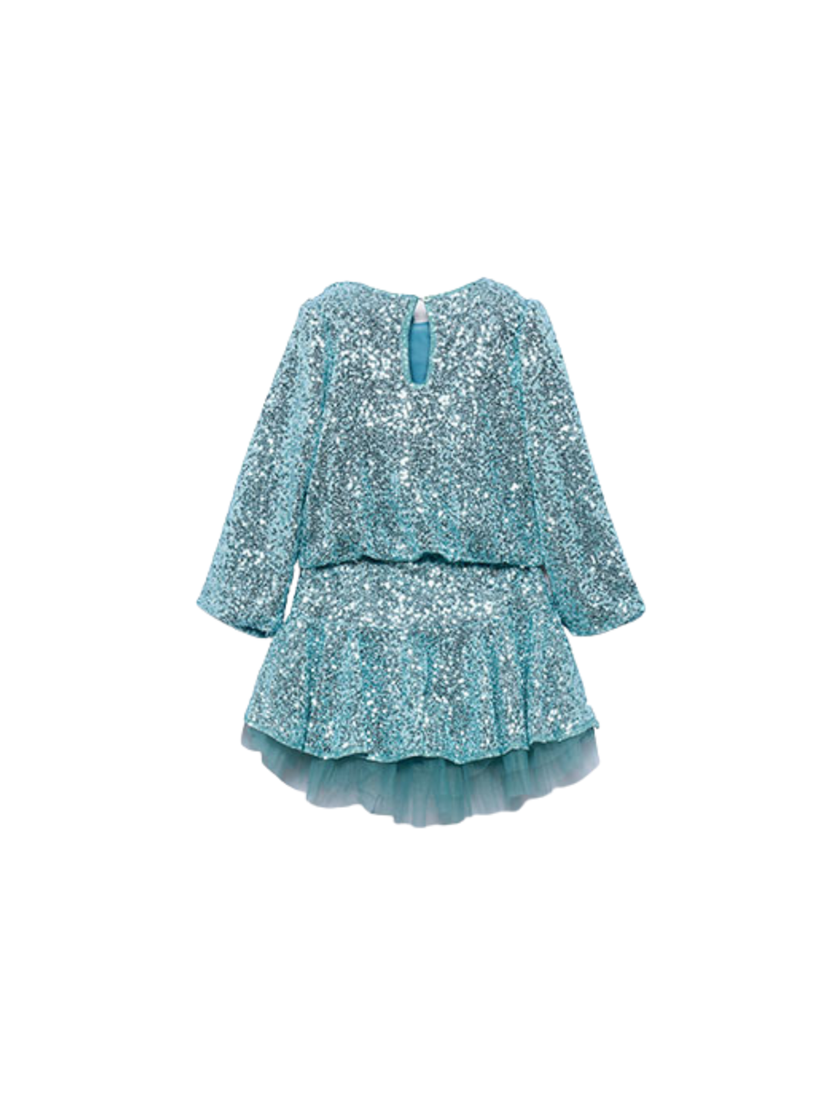 Abito con paillettes Abel & Lula azzurro con tulle sul fondo 5542 Acqua Abel & Lula 