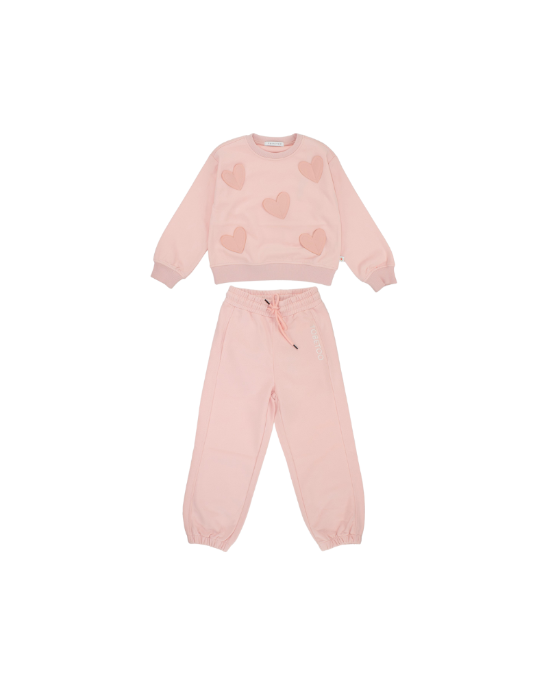 Completo da neonata Tobetoo rosa con applicazioni cuore tono su tono TN1105W25 CIP Tobetoo 
