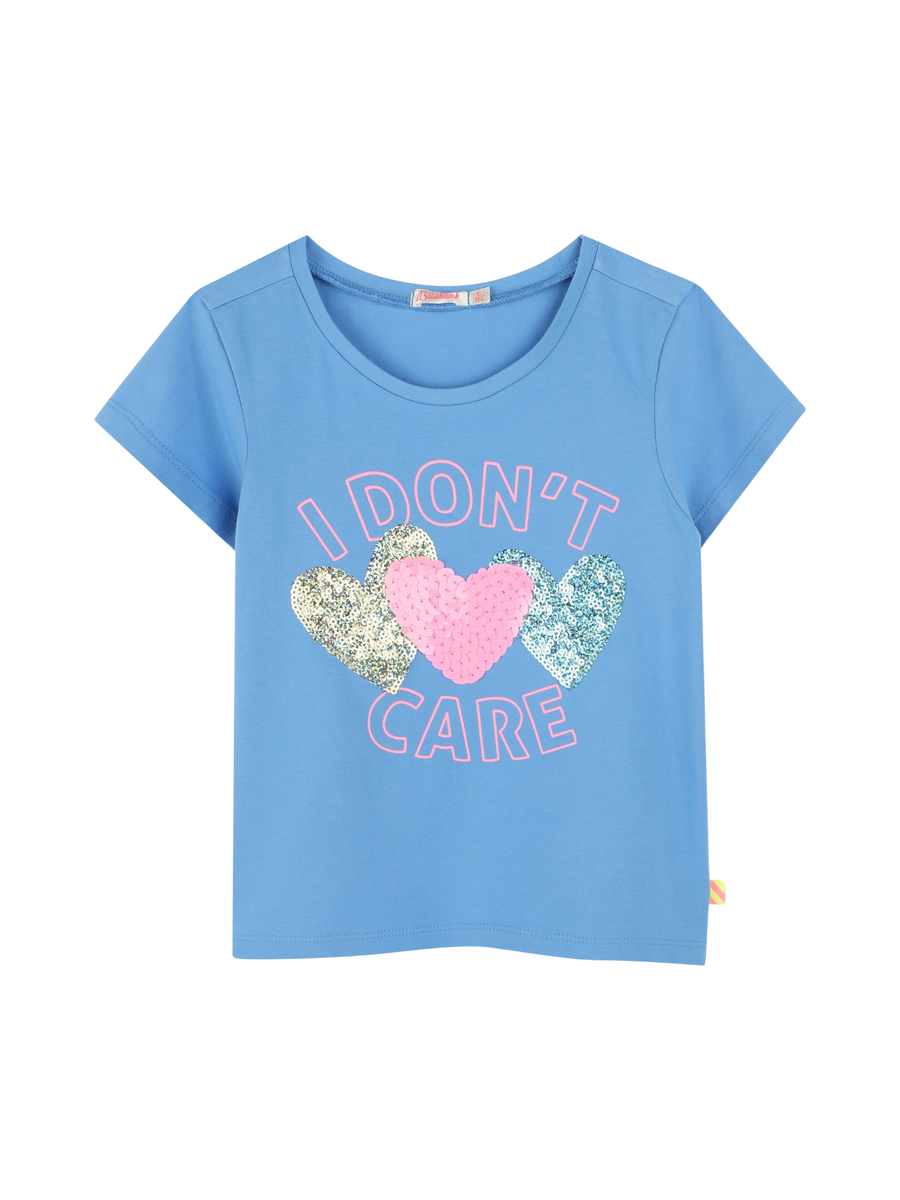 T-Shirt Billie Blush azzurra con scritta "I Don't Care" U20923 784 Billie Blush 