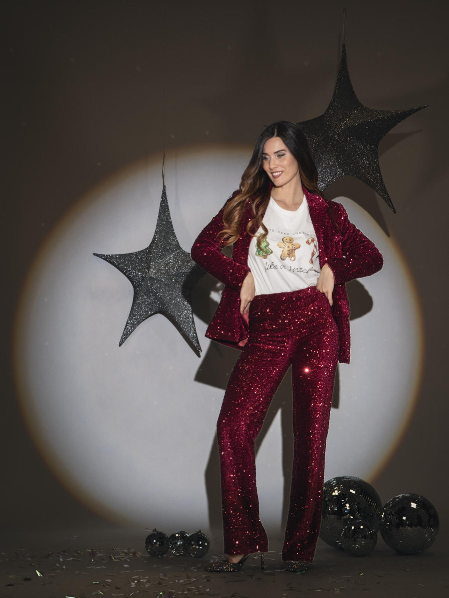 Pantalone Haveone vino con pailettes all over PGEM234 VINO Haveone 