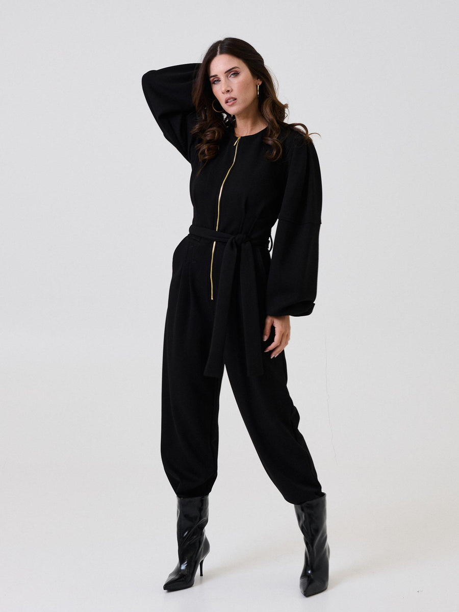 Jumpsuit Bohemian Vì nera con zip centrale BHTUT004 BLACK Bohemian V 