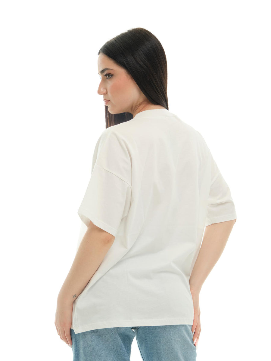 T-Shirt Vicolo bianca con ricamo "day off" RD0729 BIA Vicolo 