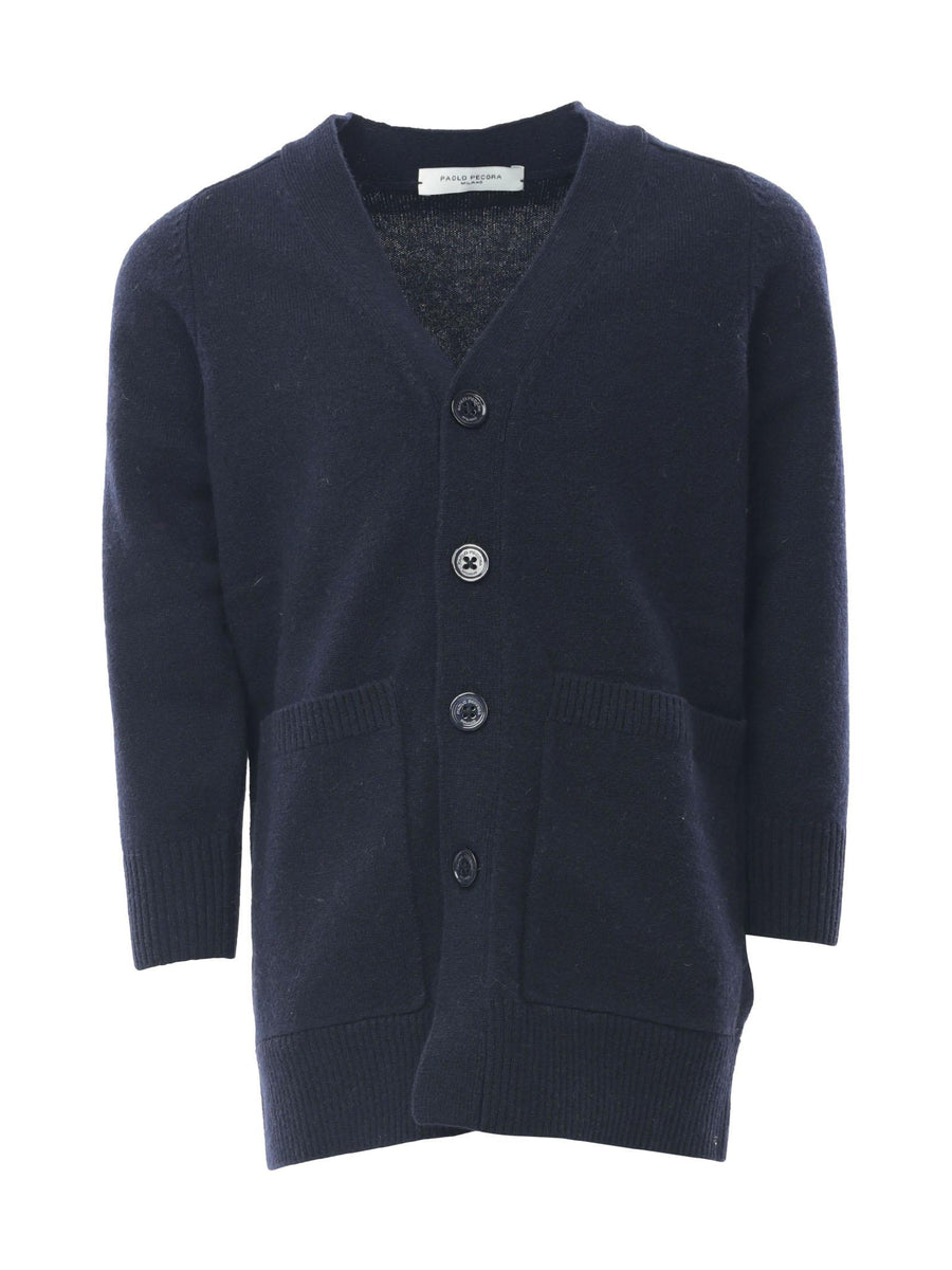 Cardigan blu con tasche P3131 BLU Paolo Pecora 