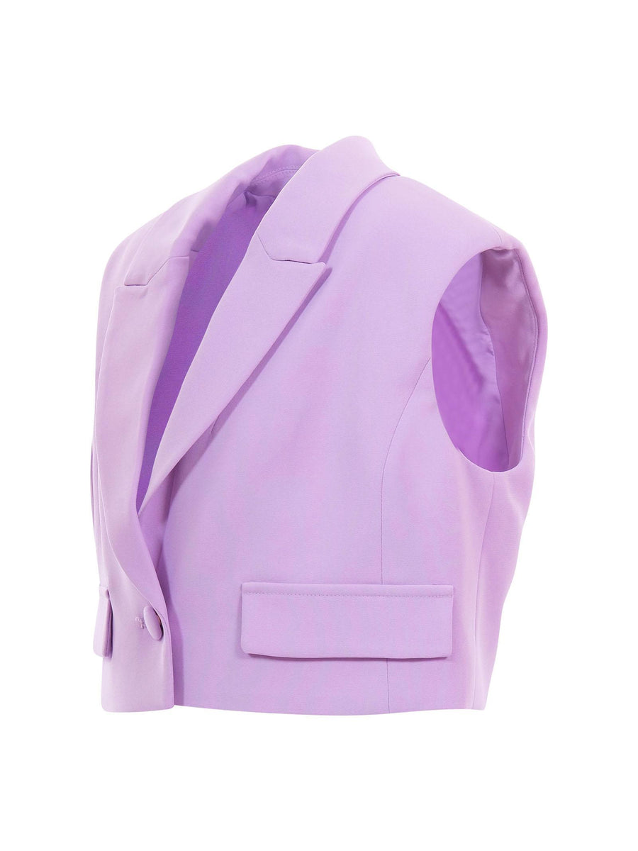 Gilet cropped Twinset lilla con revers 251GJ2QN6 11862 Twinset 