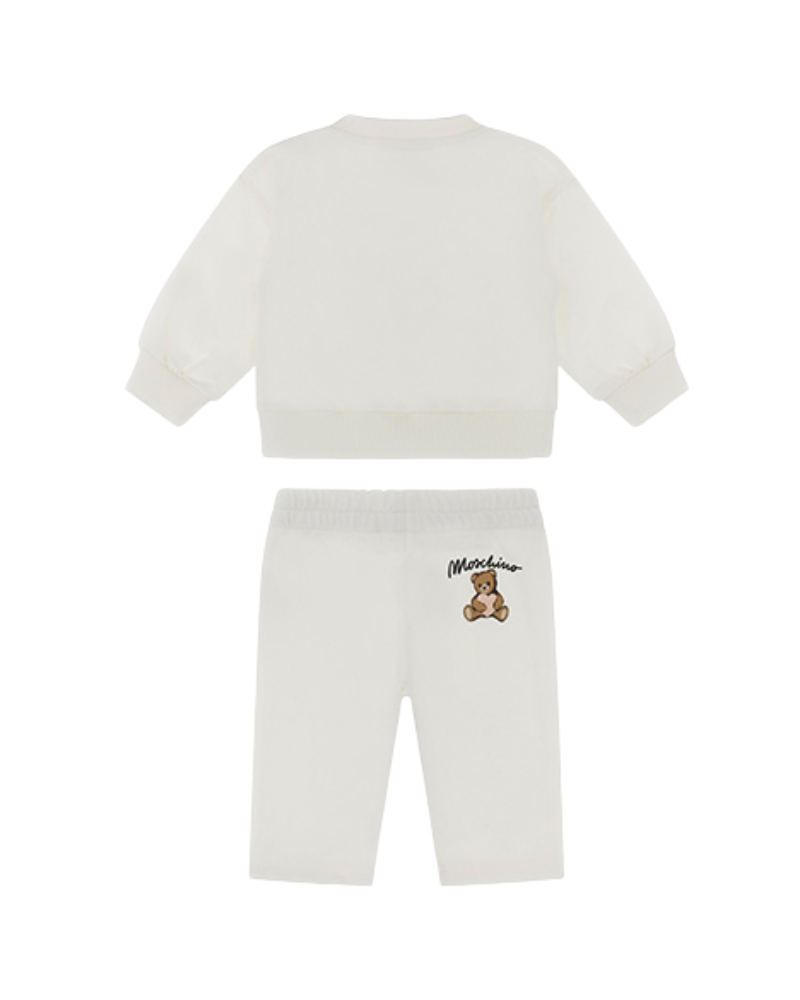 Completo Moschino bianco con stampa orsetto e logo MDK03D 10063 Moschino 