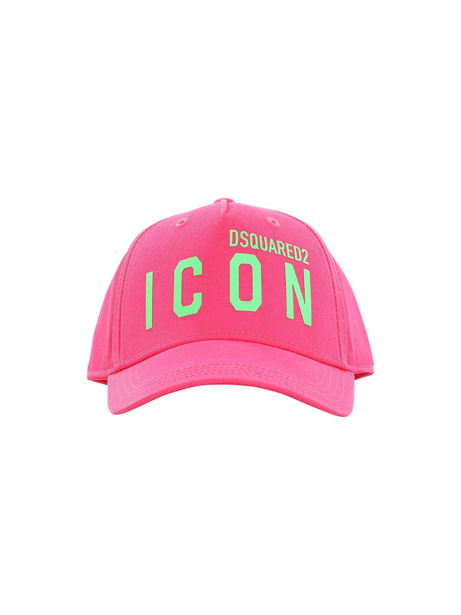 Cappello fucsia fluo con visiera e logo Icon verde fluo DQ2429 DQ318 Dsquared 