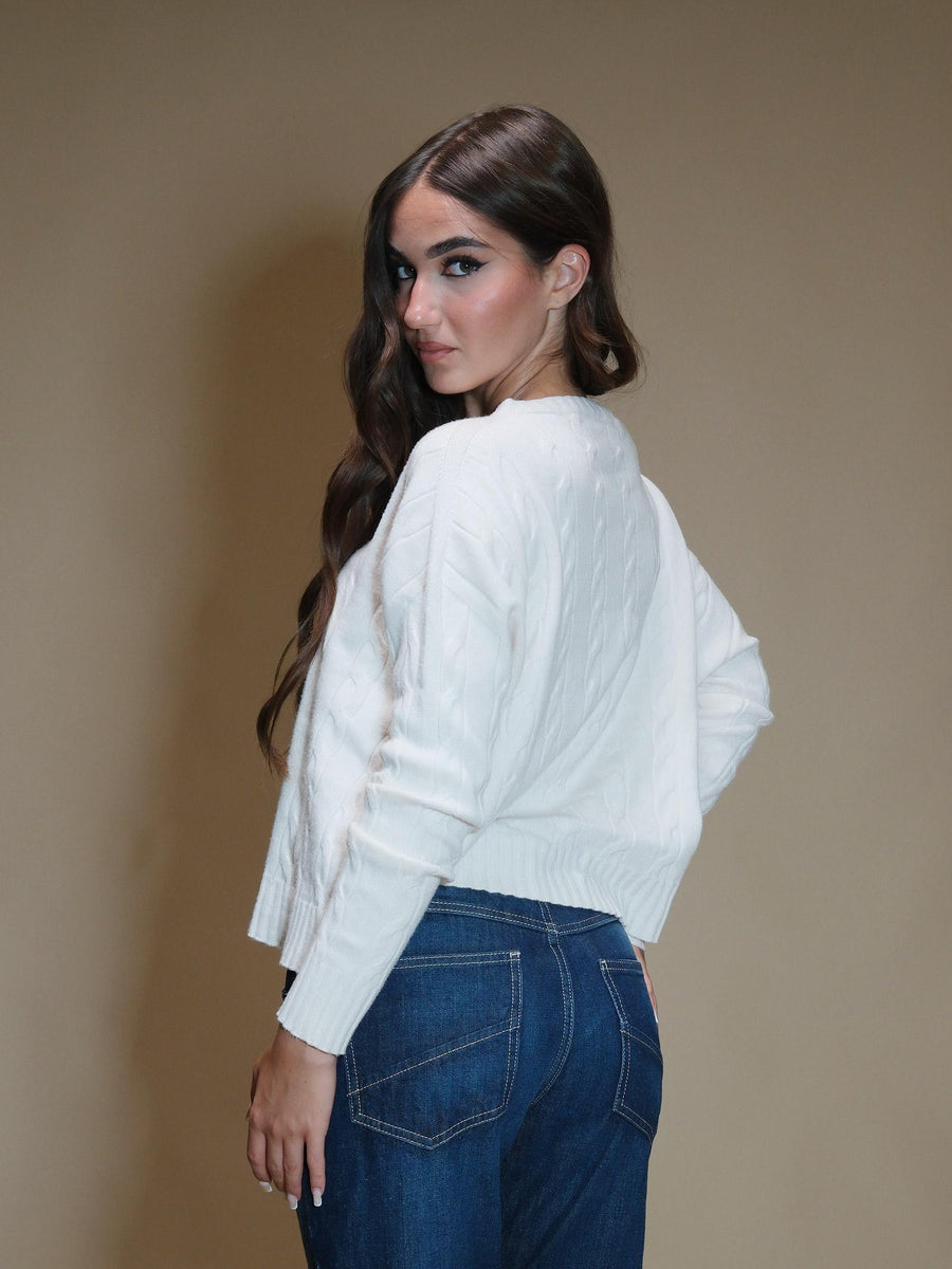 Maglione Armoire treccia bianco IT1418 CREMA Armoire 