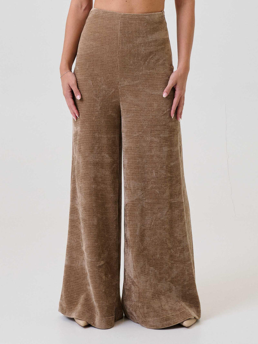 Pantalone flare Bohemian Vì taupe in velluto BHPA004 TAUPE Bohemian V 