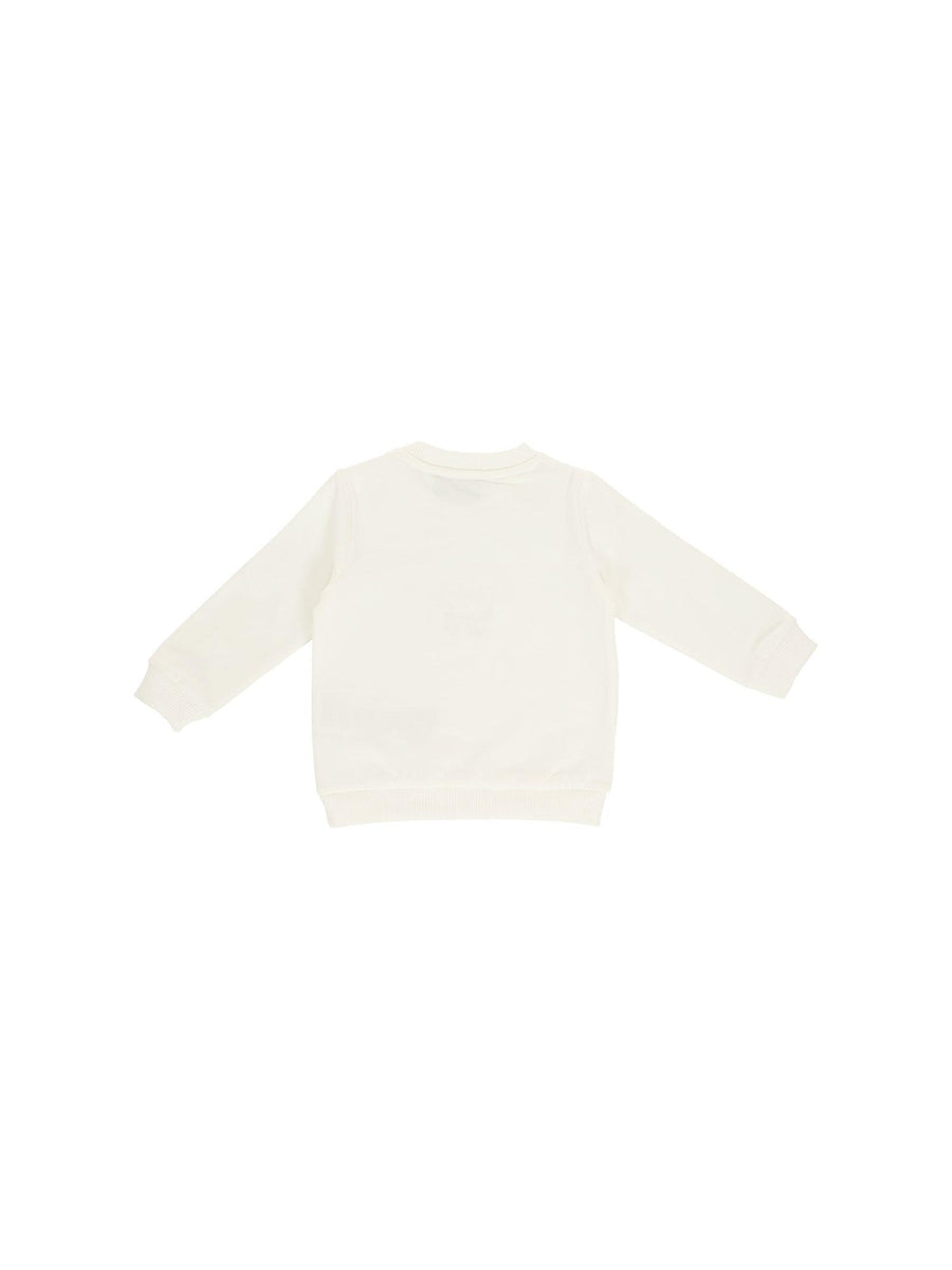 Maglia Moschino bianca con profili a coste e teddy bear con paillettes MFF02K 10063 Moschino 