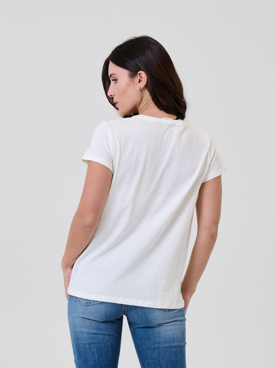 T-Shirt Vicolo bianca con ricamo "Tutto torna.. Anche il lunedì" RF0404 UNI Vicolo 