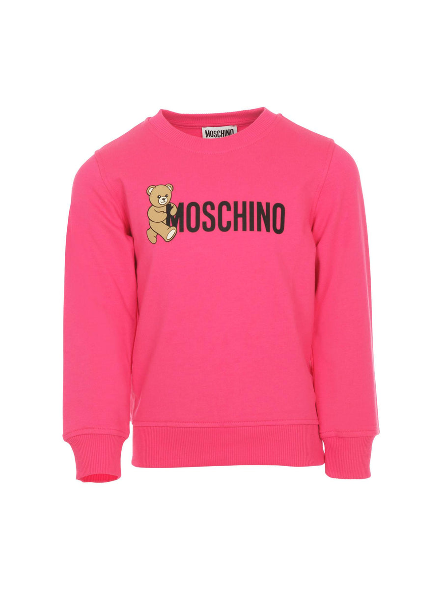 Felpa Moschino fucsia con stampa teddy logo frontale HPF08V 50541 Moschino 