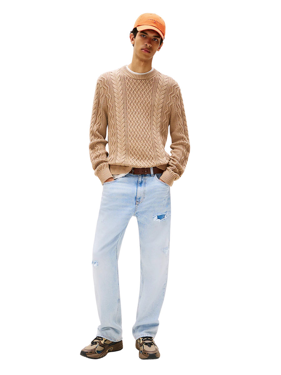 Pullover slim fit Tommy Hilfiger beige con distintivo DM0DM22101 0HD Tommy Hilfiger 