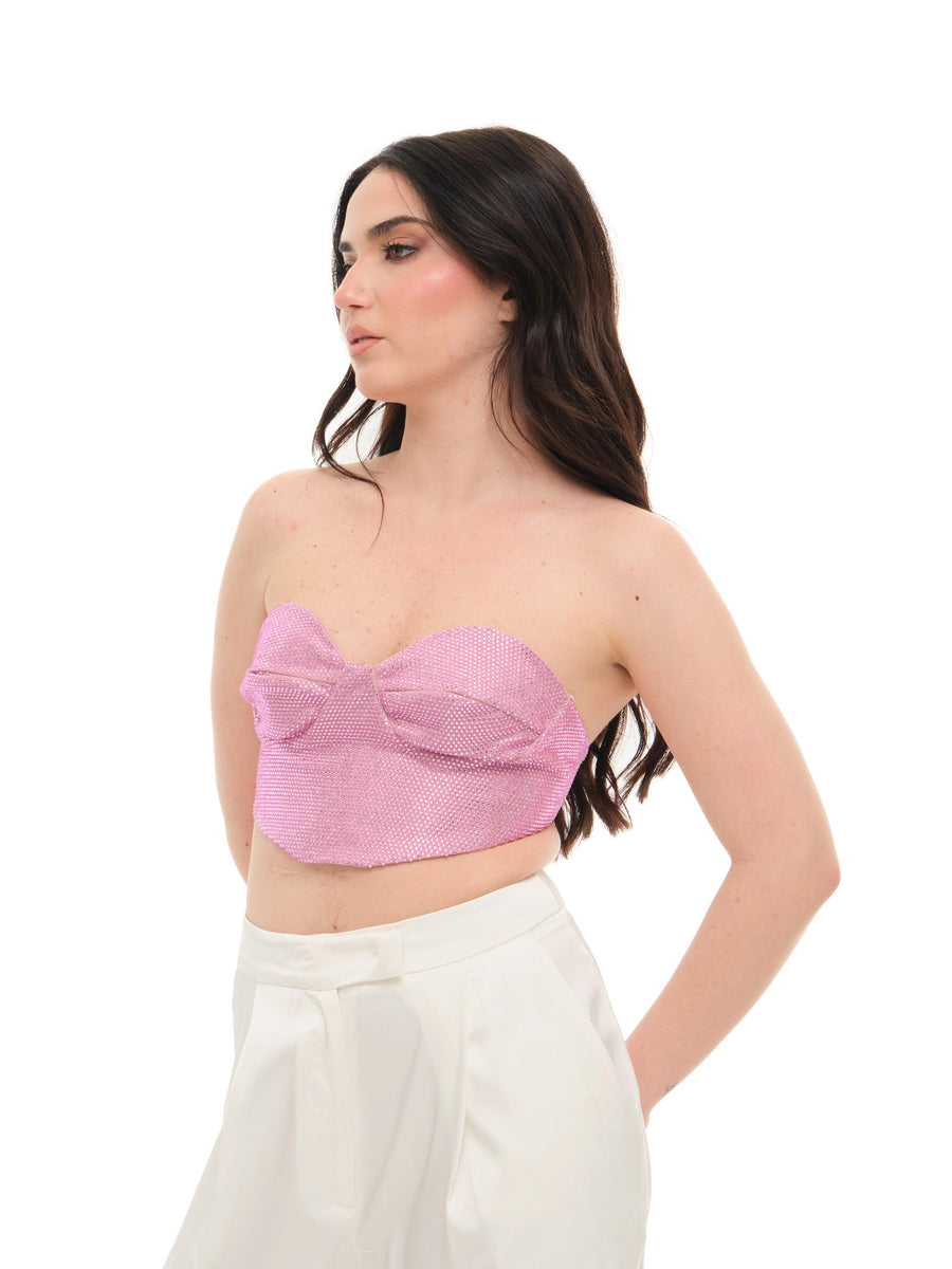 Top "crop" Silence Limited rosa con strass SD8037 NEWPINK Silence Limited 