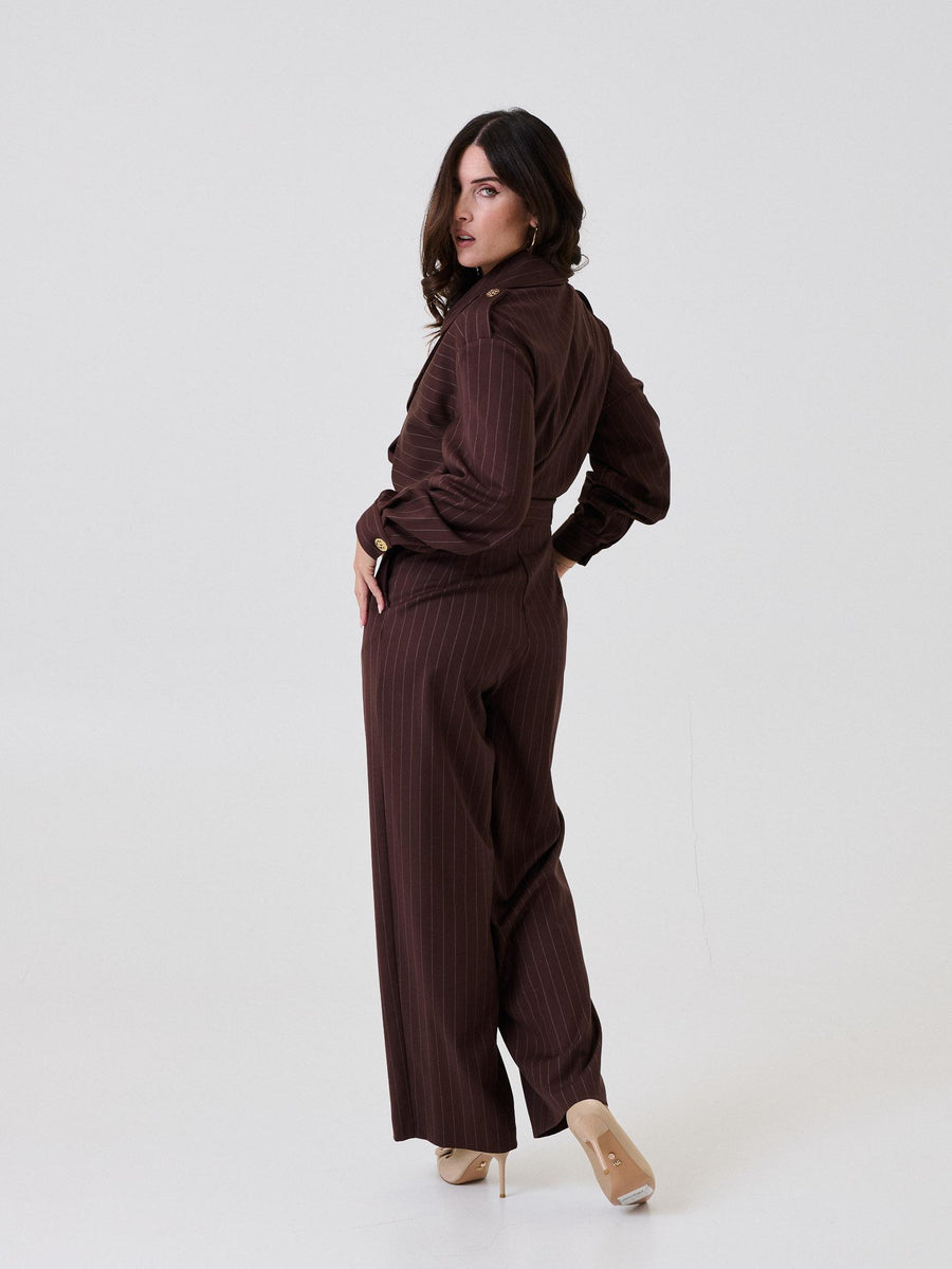 Jumpsuit "Stripe" Silence Limited marrone a righe TUT664 BROWN Silence Limited 