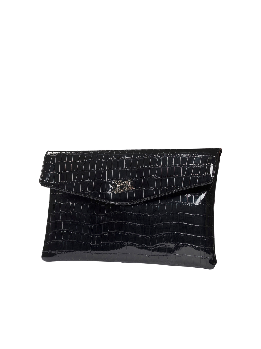 Pochette "Marlene "Clutch" Secret Pon Pon nera effetto coccodrillo MARLENE CLUTCH BLK Secret Pon Pon 