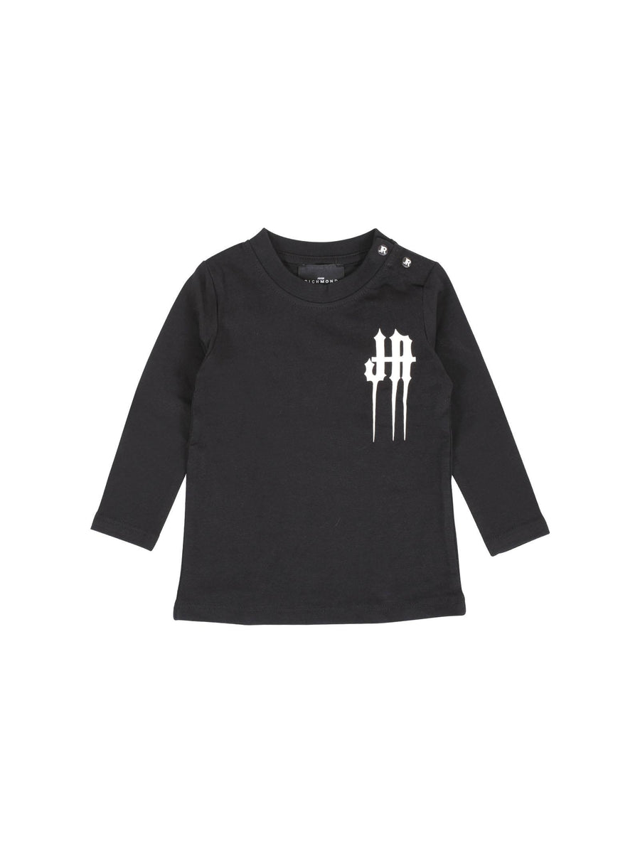 T-Shirt John Richmond nera con logo gotico frontale e posteriore RIA24070TS BLK John Richmond 