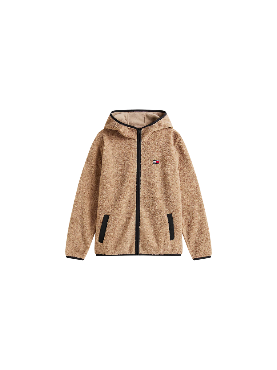 Felpa in sherpa Tommy Hilfiger beige con cappuccio e zip DM0DM19224 AFE Tommy Hilfiger 