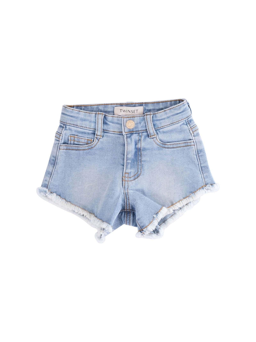 Shorts Twinset azzurro in denim con orlo sfrangiato 251GJ2521 11457 Twinset 
