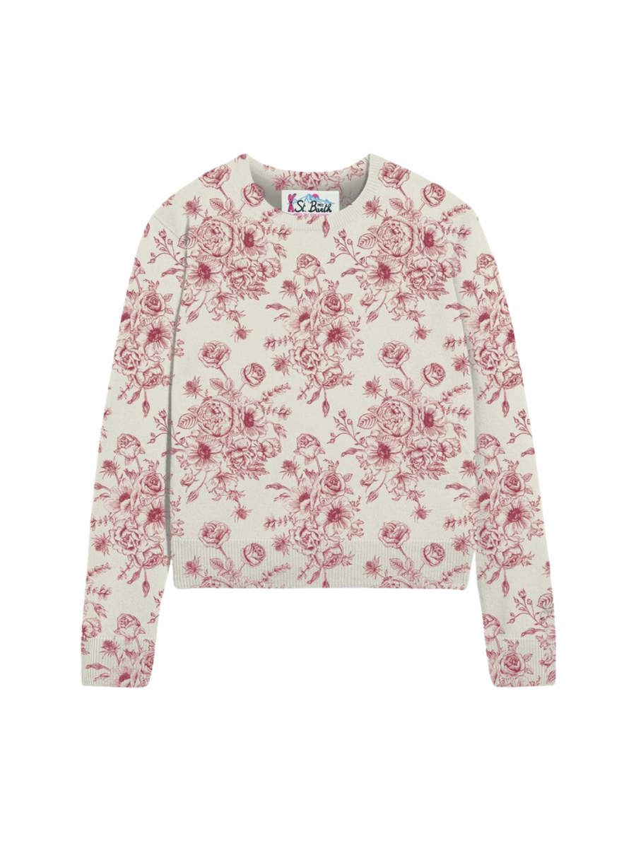 Felpa "queen crop w_toile de flower" Saint Barh rosa e bianco QUE0028 00533G MC2 SAINT BARTH 