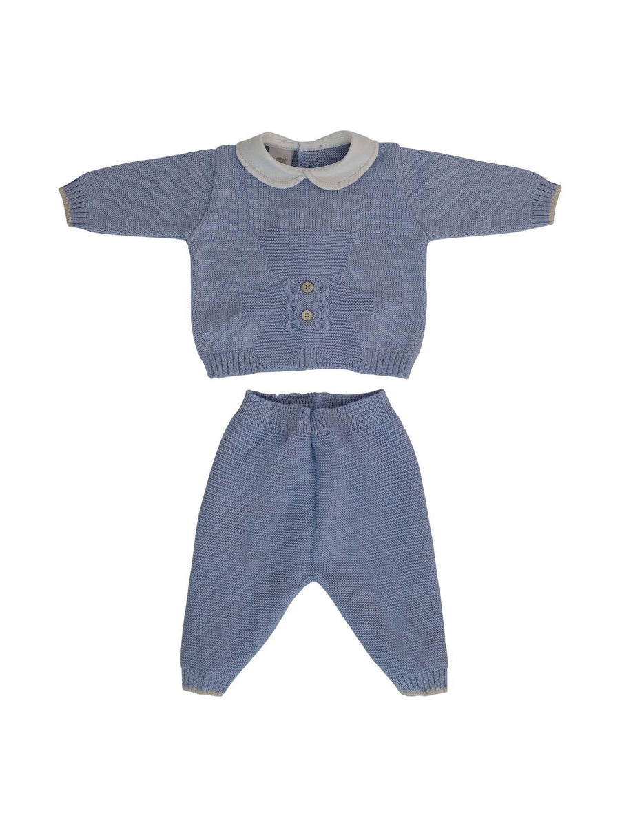 Completo due pezzi azzurro polvere con orsetto IF5250 4PNAT Marlù 