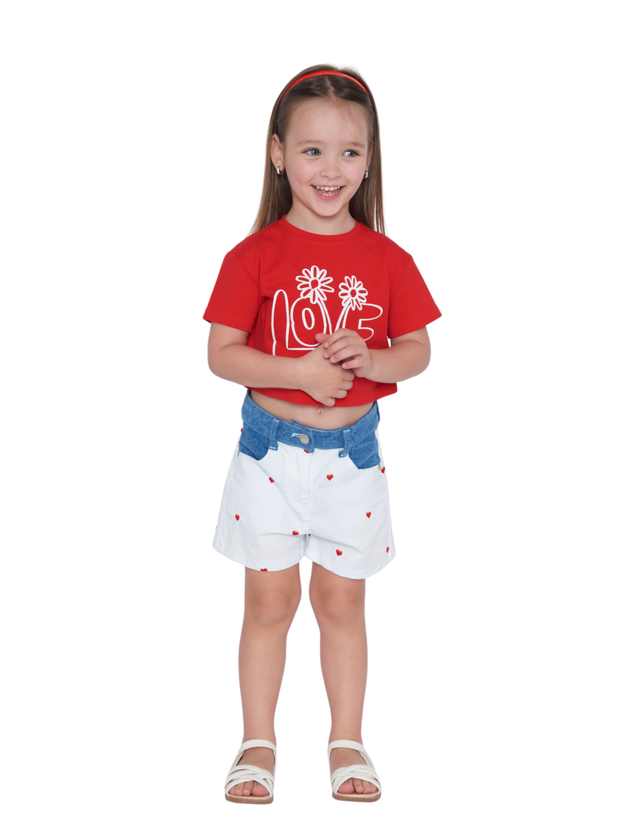 Shorts in bullTobetoo bianco con cuoricini 349PTBS25 BIANCO Tobetoo 