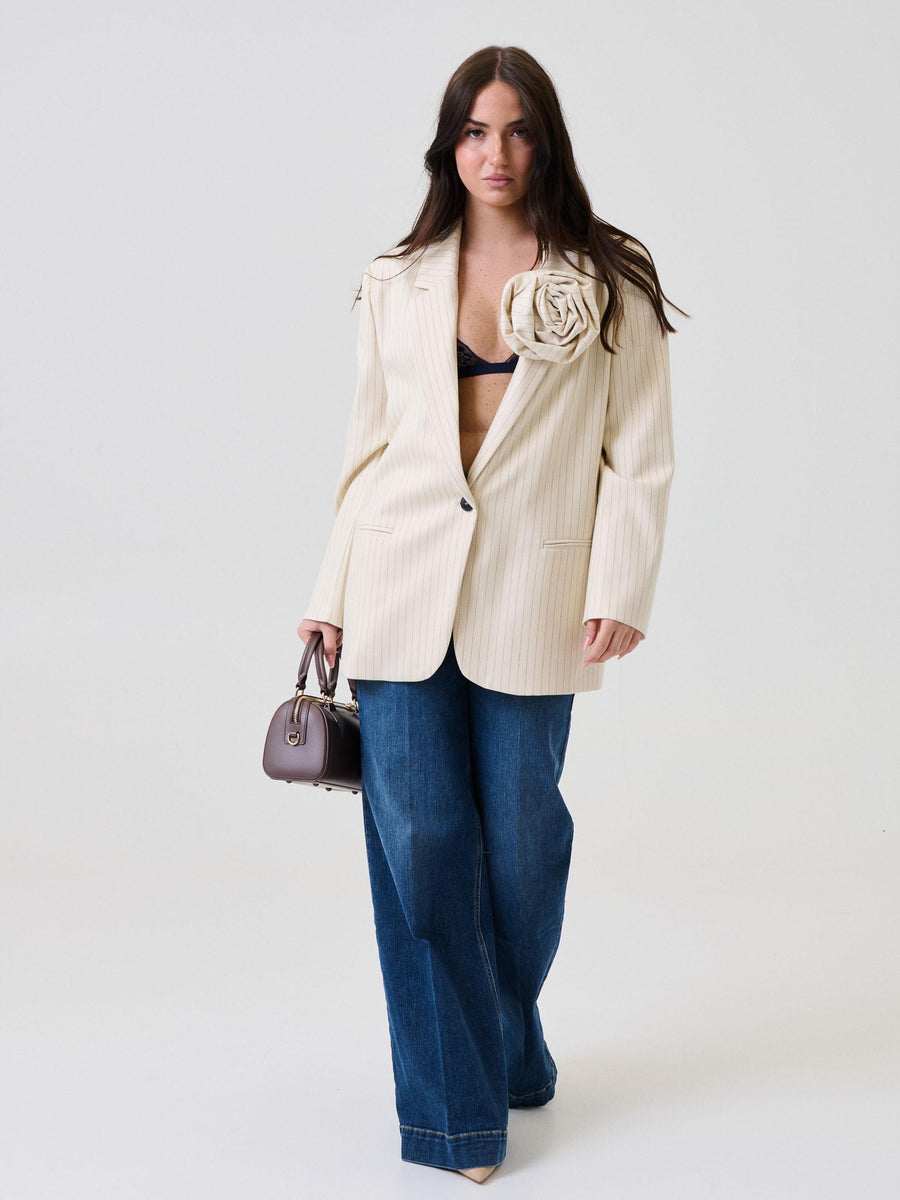 Blazer con impunture Vicolo panna con maxi fiocco removibile TF0885 PANNA Vicolo 