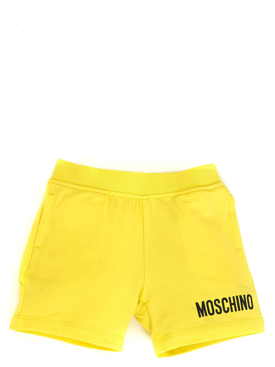 Shorts giallo modello tuta con logo frontale MUQ00JLBA18 50162 Moschino 