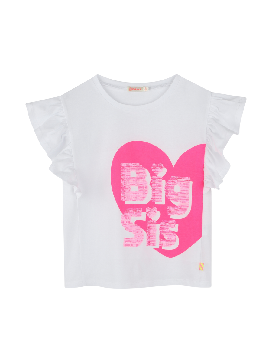 T-Shirt Billie Blush bianca con stampa cuore e scritta big sis U21045 10P Billie Blush 