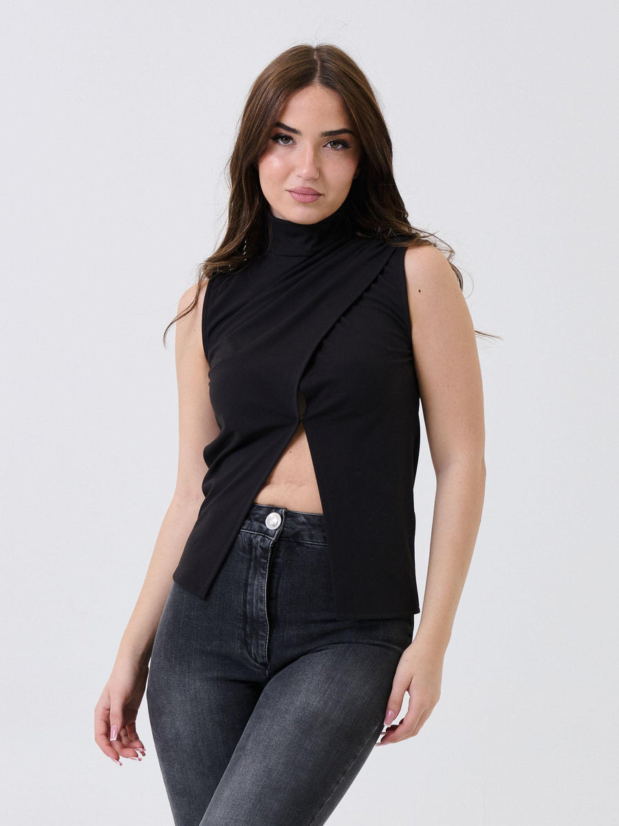 Top a portafoglio Silence Limited nero con drappeggio SLMA008 BLACK Silence Limited 