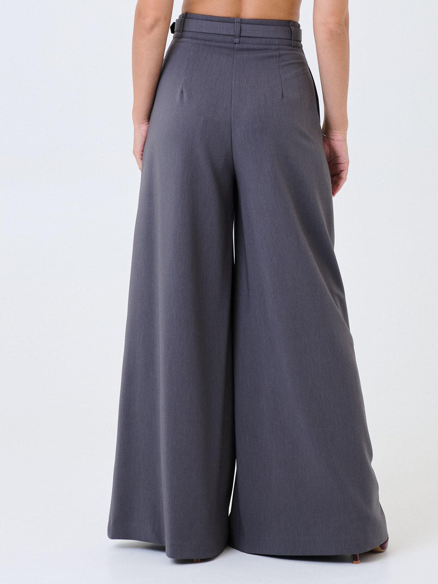 Pantalone ampio a vita alta Imperial grigio scuro con cintura decorativa P5Y6KBYC GRIGIO SCURO Imperial 