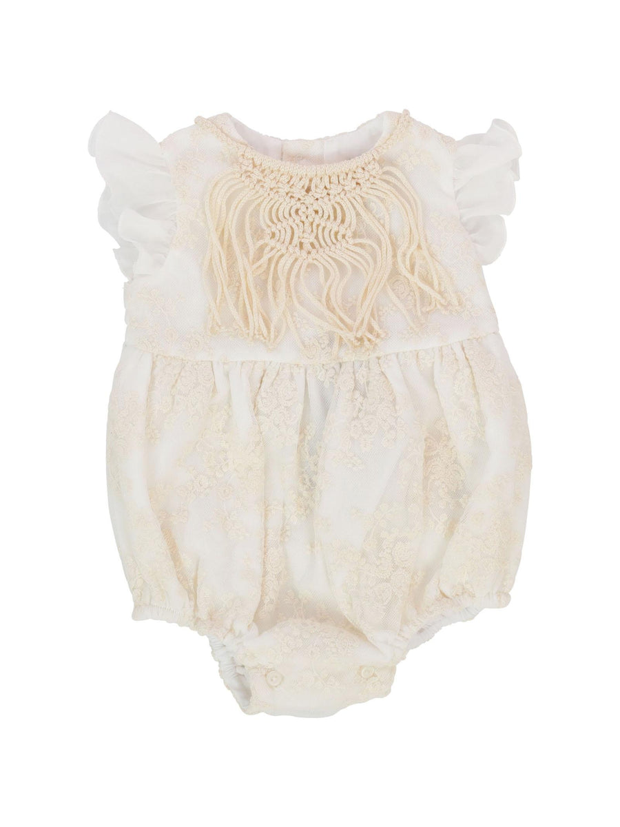 Pagliaccetto ricamato con collana ecrù EL1323BIS CNABI Marlù 