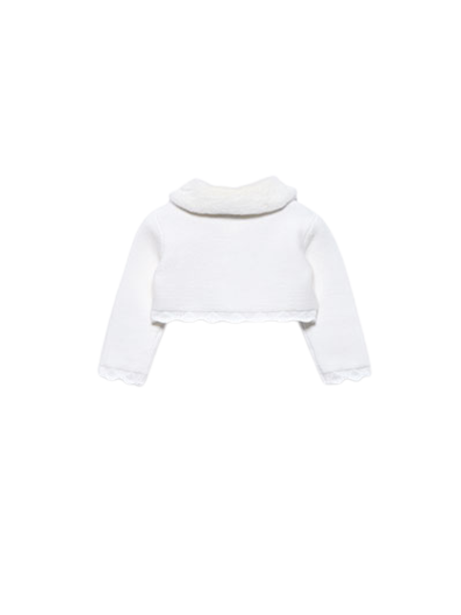 Cardigan Abel & Lula bianco con colletto in ecopelliccia 5817 Panna Abel & Lula 